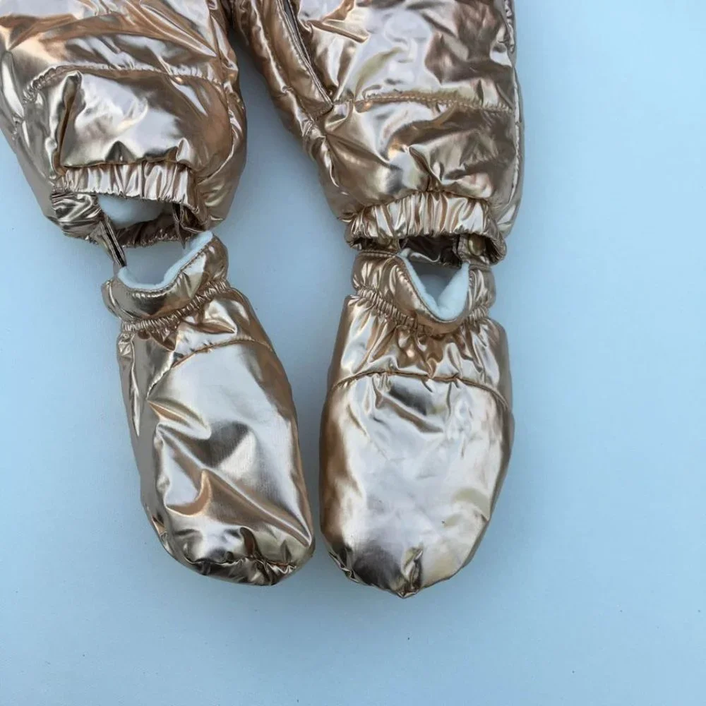 Gymboree Infant Baby Newborn 3-6 mths Bunting Gold One Piece Puffer Suit New